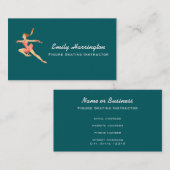 ピンクの服を着た姿スケーターのレトロ画像 名刺 (正面/裏面)