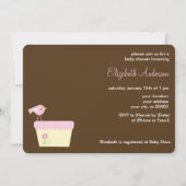 ピンクの服飾系の女の子のベビーシャワー 招待状 (裏面)