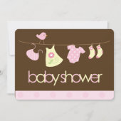 ピンクの服飾系の女の子のベビーシャワー 招待状 (正面)