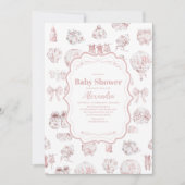 ピンクの服 トワ・ド・ジューイ ベビーシャワー 招待状 (正面)