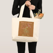 ピンクの朝顔のトートバ結婚ッグ ラージトートバッグ (正面(商品))
