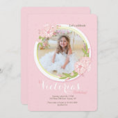 ピンクの朝顔の写真招待状 招待状 (正面/裏面)