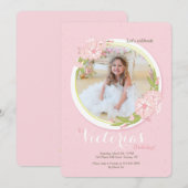 ピンクの朝顔の写真招待状 招待状 (正面/裏面)