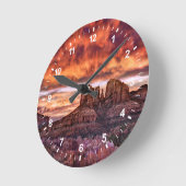 ピンクの朝顔 ラウンド壁時計 (傾斜)