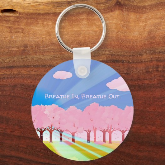 ピンクの木が息を吸い取る キーホルダー (正面)