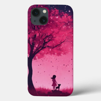 ピンクの木と星のアップルiPhone 13ケース iPhone 13ケース