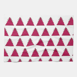 ピンクの木と緑のクリスマスキッチンタオル キッチンタオル