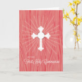 ピンクの木にクロスとレイを最初に カード (黄色い花)