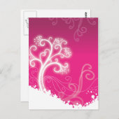 ピンクの木のキュートなレトロ フラワーファッション ポストカード (正面/裏面)