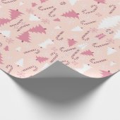 ピンクの木のクリスマス ラッピングペーパー (角)