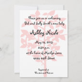 ピンクの木のベビーシャワーの招待状 招待状 (裏面)