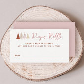 ピンクの木の冬の赤ちゃんシャワーおむつラッフルカード エンクロージャーカード