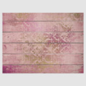 ピンクの木の切り離し上での金ゴールドのスクロール作業 薄葉紙 (正面)