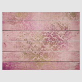 ピンクの木の切り離し上での金ゴールドのスクロール作業 薄葉紙