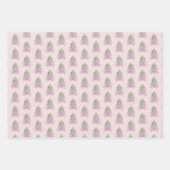 ピンクの木の水の色クリスマスホリデー ラッピングペーパーシート (正面3)