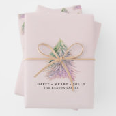 ピンクの木の水の色クリスマスホリデー ラッピングペーパーシート (インサイチュ)