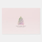 ピンクの木の水の色クリスマスホリデー ラッピングペーパーシート (正面)