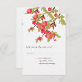 ピンクの木の花の結婚式のRSVPカード 出欠カード (正面/裏面)
