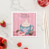 ピンクの木製ホットココアホイップクリーム赤ちゃんシャワー スタンダードカクテルナプキン (インサイチュ)