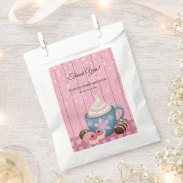 ピンクの木製ホットココアホイップクリーム赤ちゃんシャワー フェイバーバッグ