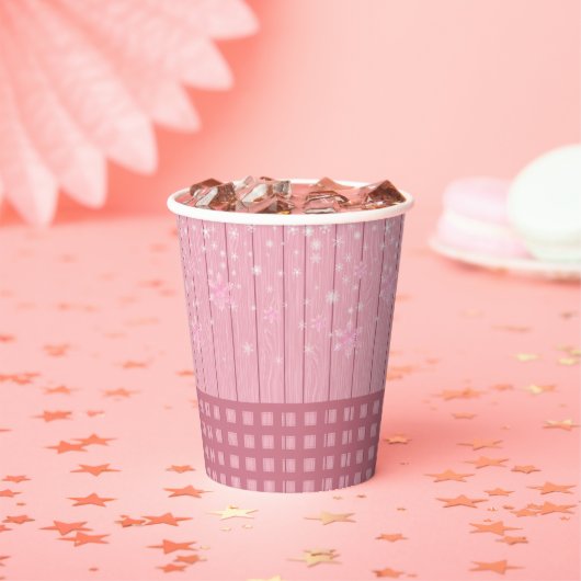 ピンクの木製ホットココアホイップクリーム赤ちゃんシャワー 紙コップ (インサイチュ)