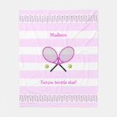 ピンクの未来テニススターパーソナライズされたストライプの フリースブランケット (正面)