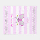 ピンクの未来テニススターパーソナライズされたストライプの フリースブランケット (正面(横))