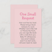 ピンクの本が女の子のベビーシャワーを頼む エンクロージャーカード (正面/裏面)