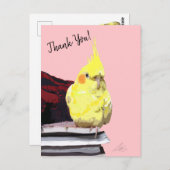 ピンクの本に関するリアリスティックな黄色のコクタモダンイル ポストカード (正面/裏面)