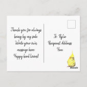 ピンクの本に関するリアリスティックな黄色のコクタモダンイル ポストカード (裏面)