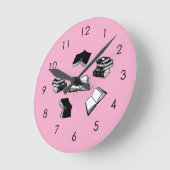 ピンクの本の書誌好き図書目録の図書様式 ラウンド壁時計 (傾斜)