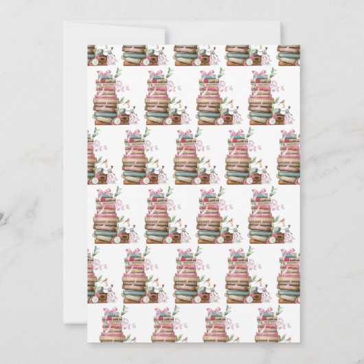 ピンクの本をテーマにした赤ちゃんシャワー 招待状 (裏面)