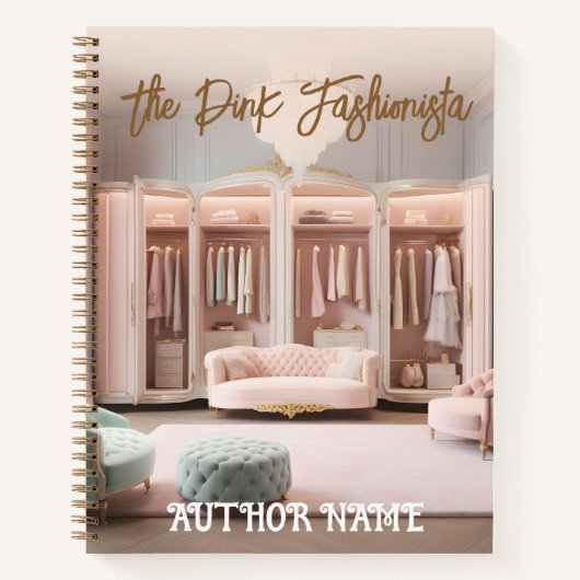 ピンクの本ファッショニスタ表紙インスピレーション手帳 ノートブック (正面)