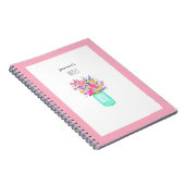 ピンクの机から咲く水彩画の壺の花 ノートブック (右側)