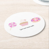 ピンクの材料コースター ラウンドペーパーコースター (アングル)