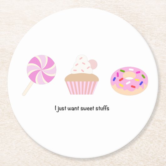 ピンクの材料コースター ラウンドペーパーコースター (正面)