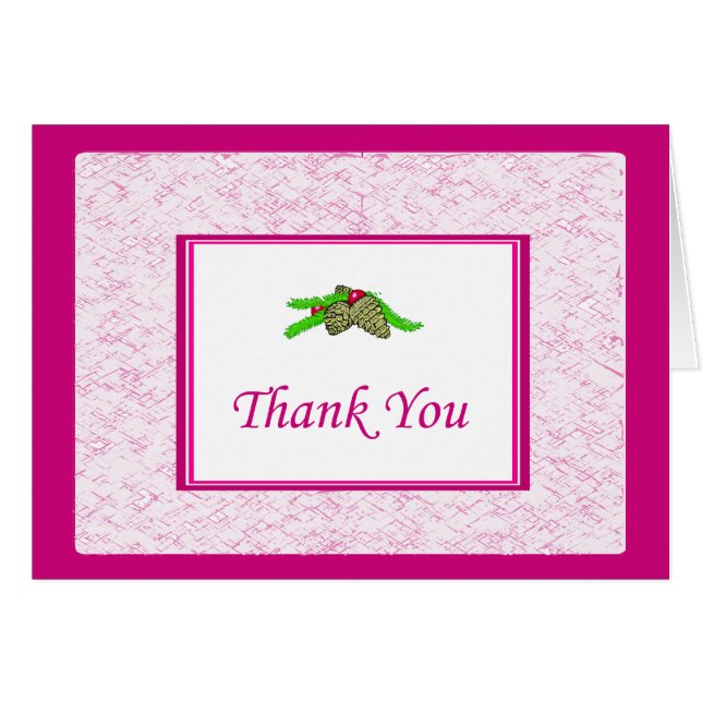 ピンクの松コーンサンキューカード縁ど (正面横)