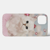 ピンクの枕に坐っているペルシャ Case-Mate iPhoneケース (裏面 (横))