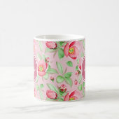 ピンクの林檎の花のモノグラム コーヒーマグカップ (中央)