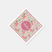 ピンクの林檎の花のモノグラム スタンダードカクテルナプキン (角)