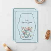 ピンクの林檎の花の青い花瓶 ノートカード (正面/裏面インサイチュ)
