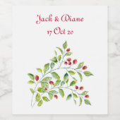 ピンクの果実と緑の結婚葉 ワインラベル (シングルラベル)