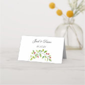 ピンクの果実と緑の葉の水色 プレイスカード (裏面)