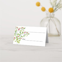 ピンクの果実と緑の葉の水色 プレイスカード