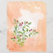 ピンクの果実と緑の葉の結婚文房具 (正面/裏面)