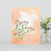 ピンクの果実と緑の葉の結婚文房具 (スタンド正面)