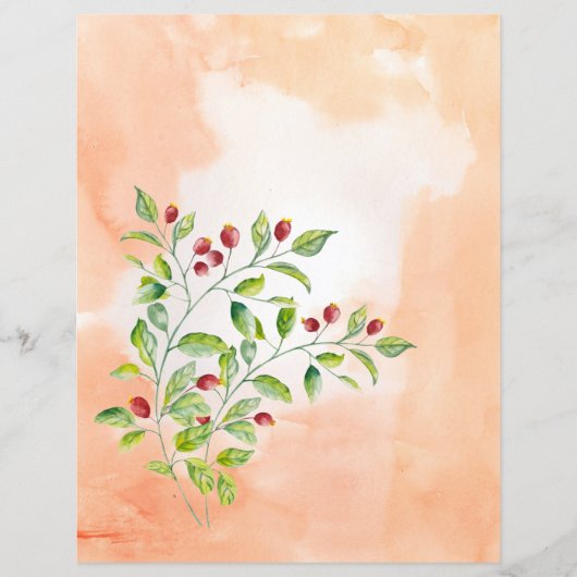 ピンクの果実と緑の葉の結婚文房具 (正面)