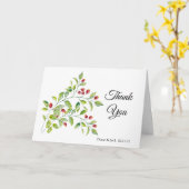 ピンクの果実と緑の葉結婚の感謝 カード (黄色い花)