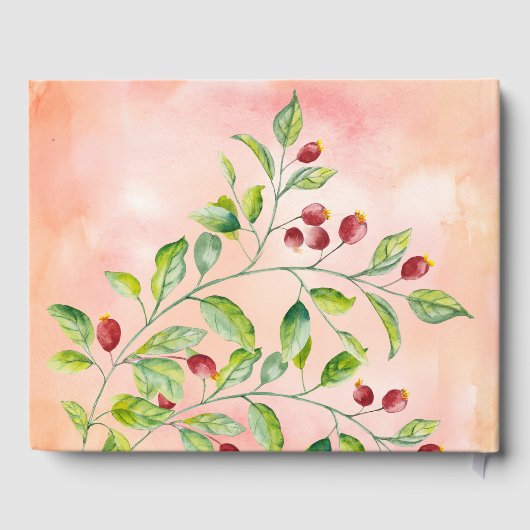 ピンクの果実と緑の葉 ゲストブック (裏面)