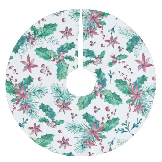 ピンクの果実と花 ブラッシュドポリエステルツリースカート (正面)